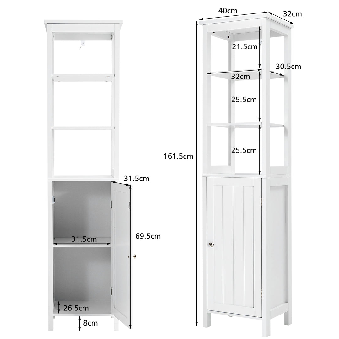 Freestanding Floor Cabinet with 3-Position Middle Panel and Anti-Toppling Mechanism-White