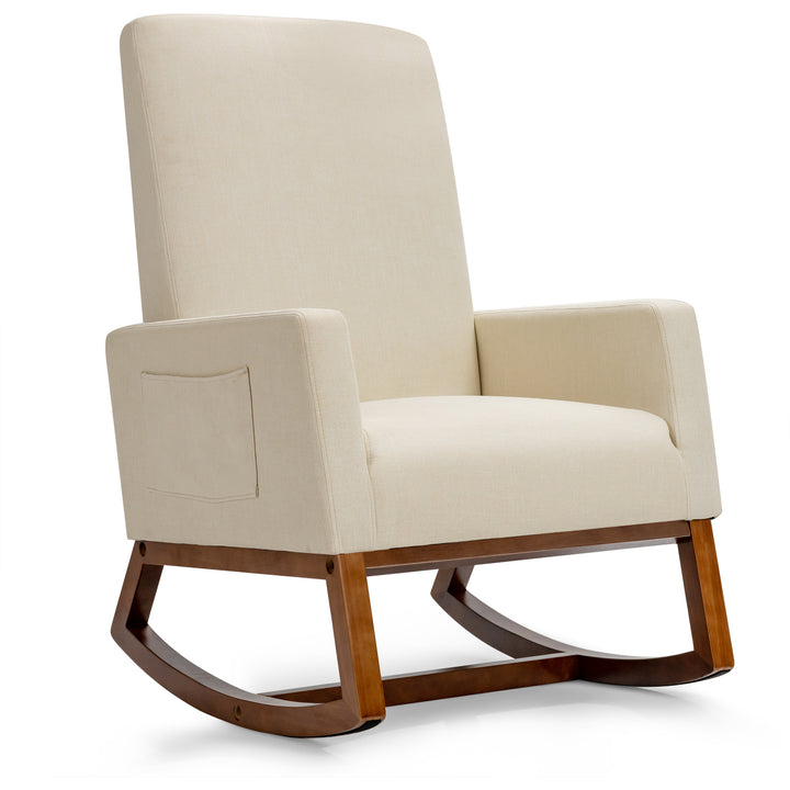 Upholstered Fabric Armchair with Rubber Wood Base - TidySpaces