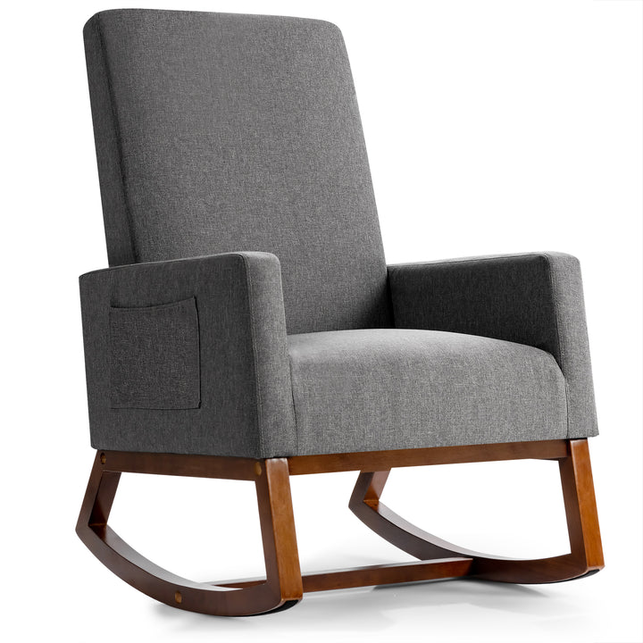 Upholstered Fabric Armchair with Rubber Wood Base - TidySpaces