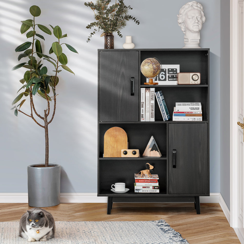 Freestanding Wooden Sideboard Storage Cabinet with 2 Doors and 4 Shelves - TidySpaces