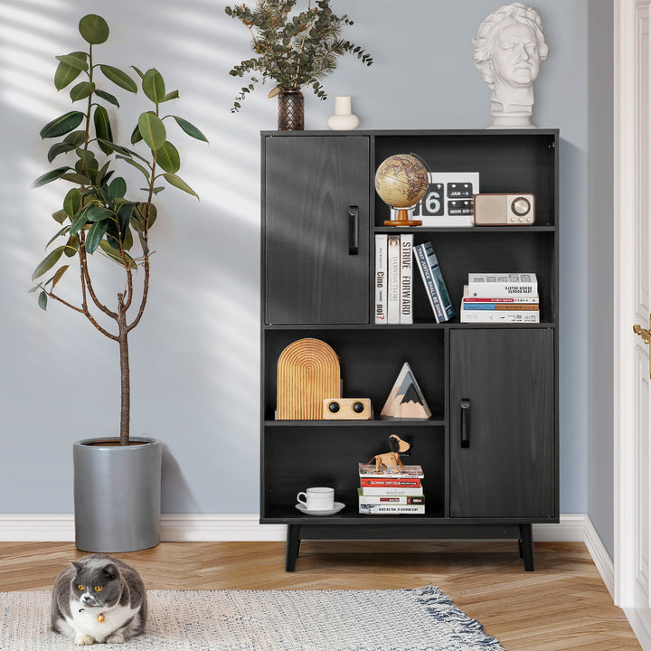 Freestanding Wooden Sideboard Storage Cabinet with 2 Doors and 4 Shelves - TidySpaces