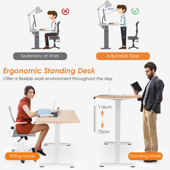 Electric Height Adjustable Standing Desk with Memory Smart Presets and Anti Collision Function - TidySpaces