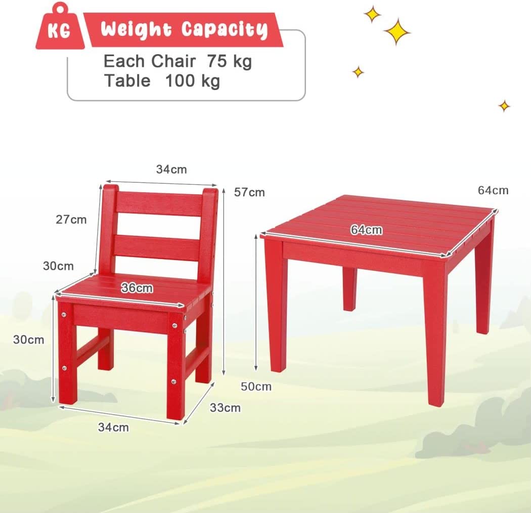 3-Piece Kids Table and Chair Set for Painting and Dining