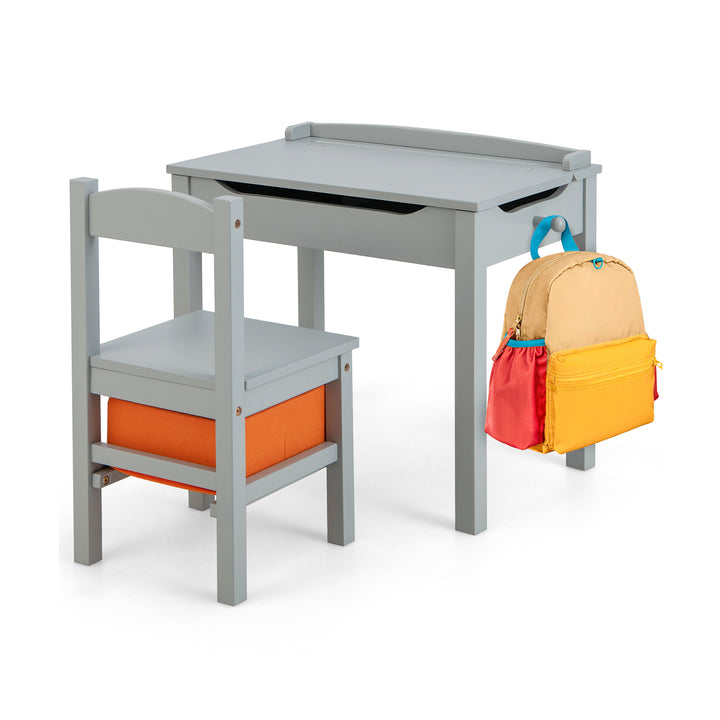 Kids Table and Chair Set with Hidden Space and Hook