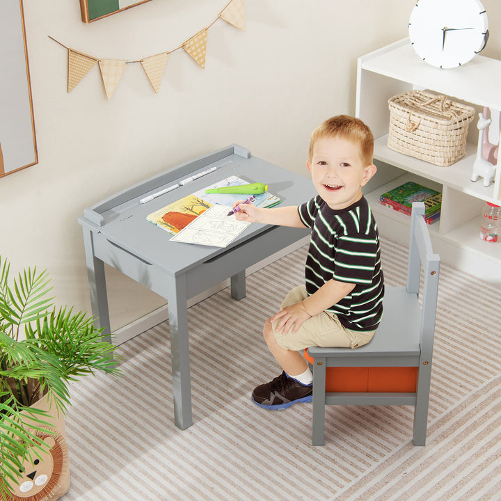 Kids Table and Chair Set with Hidden Space and Hook