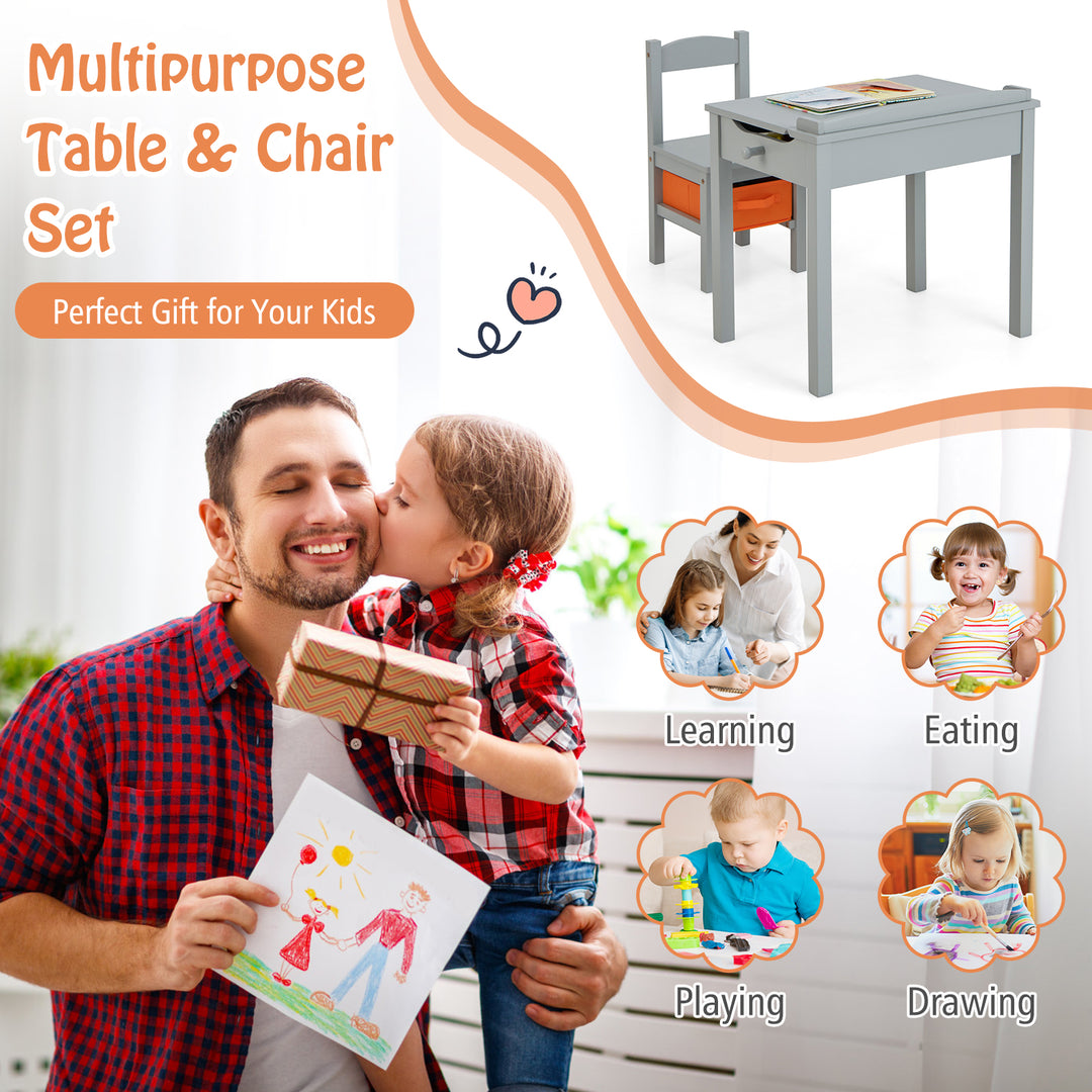 Kids Table and Chair Set with Hidden Space and Hook