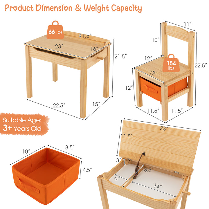 Kids Table and Chair Set with Hidden Space and Hook