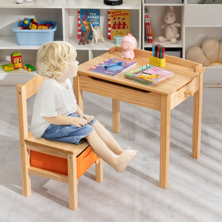 Kids Table and Chair Set with Hidden Space and Hook