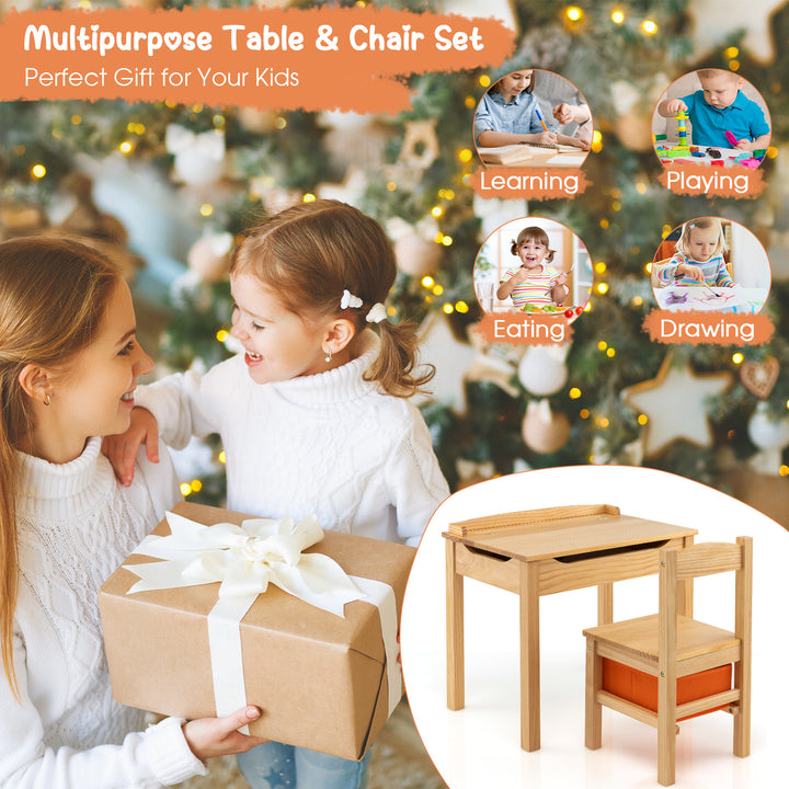 Kids Table and Chair Set with Hidden Space and Hook
