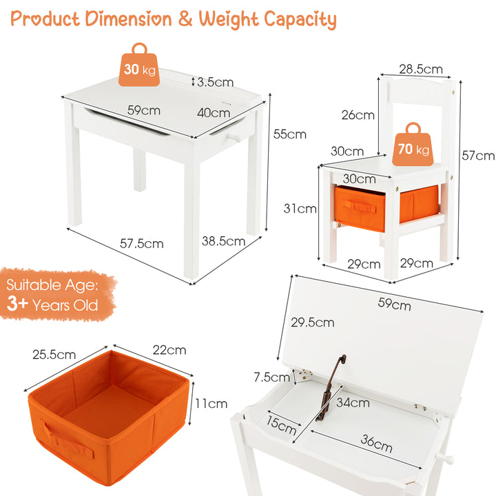 Kids Table and Chair Set with Hidden Space and Hook