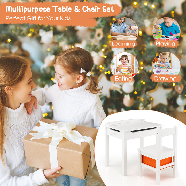 Kids Table and Chair Set with Hidden Space and Hook