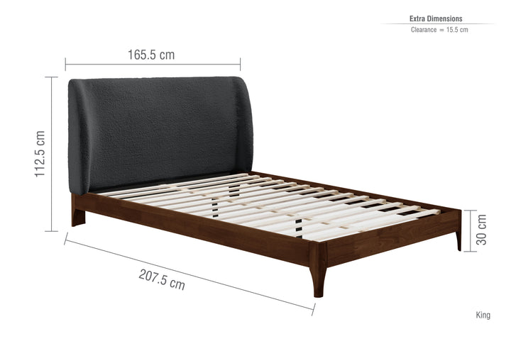 Halfden Modern Upholstered Bed with Bouclé Headboard and Sturdy Wooden Frame