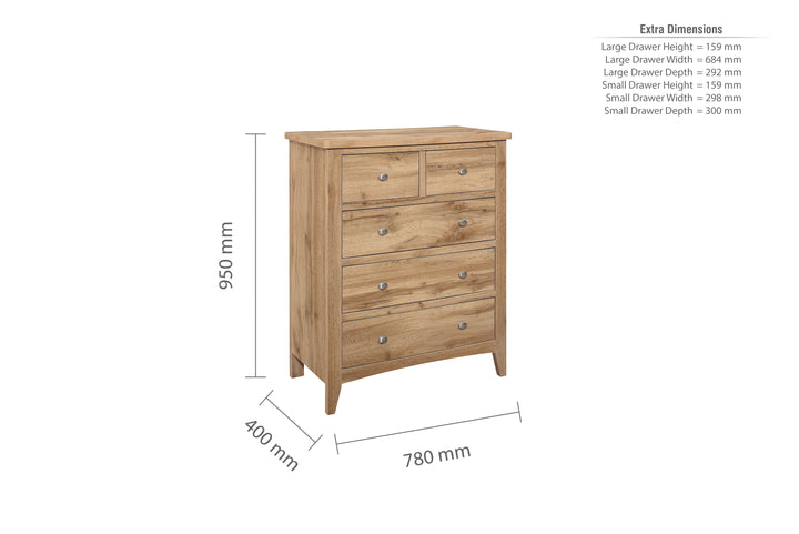 Hampstead 3+2 Chest Rustic Wood Storage for Stylish Homes