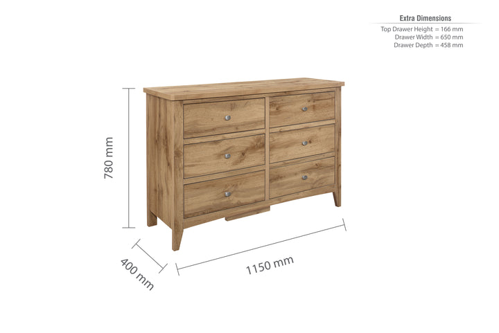 Hampstead 6 Drawer Chest Rustic Design for Stylish Storage