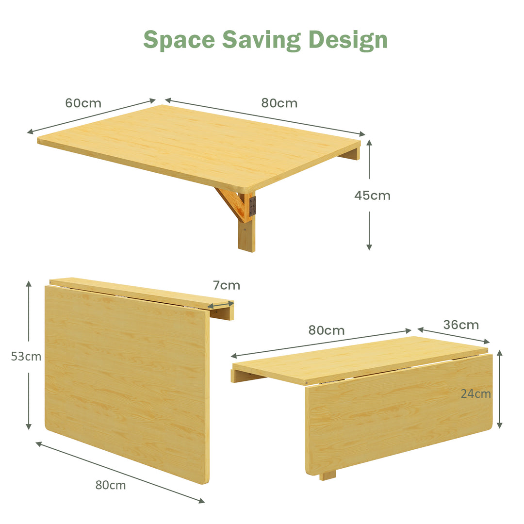 Wooden Folding Wall Mounted Drop Leaf Table - TidySpaces