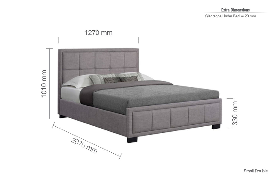 Hannover Fabric Bed Frame with Cushioned Headboard and Sprung Slatted Base