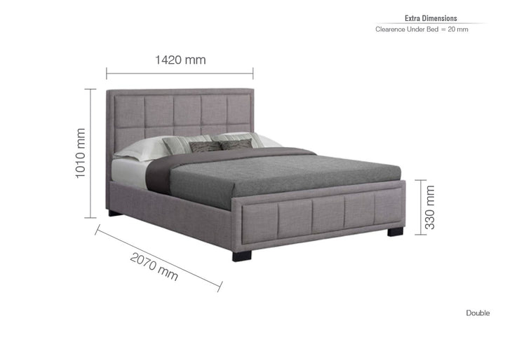 Hannover Fabric Bed Frame with Cushioned Headboard and Sprung Slatted Base