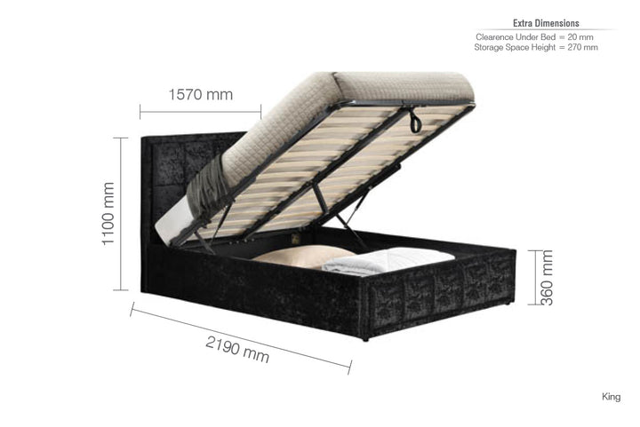 Hannover Ottoman Bed with Sprung Slatted Base for Compact Storage Solutions