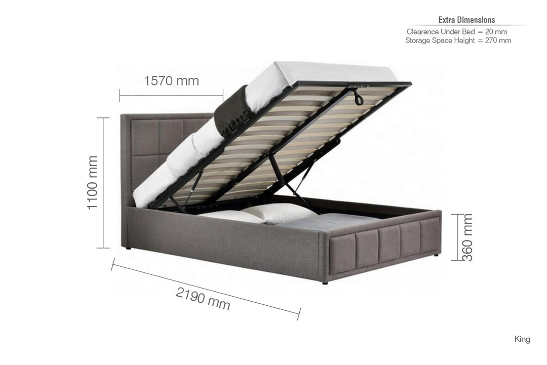 Hannover Ottoman Bed with Sprung Slatted Base for Compact Storage Solutions