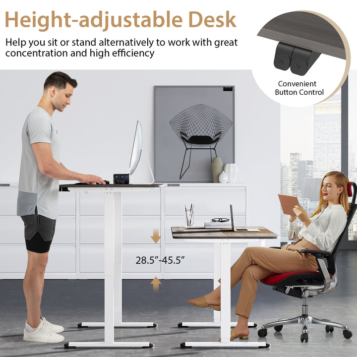 Height Adjustable Home Office Computer Desk with Headphone Hook - TidySpaces