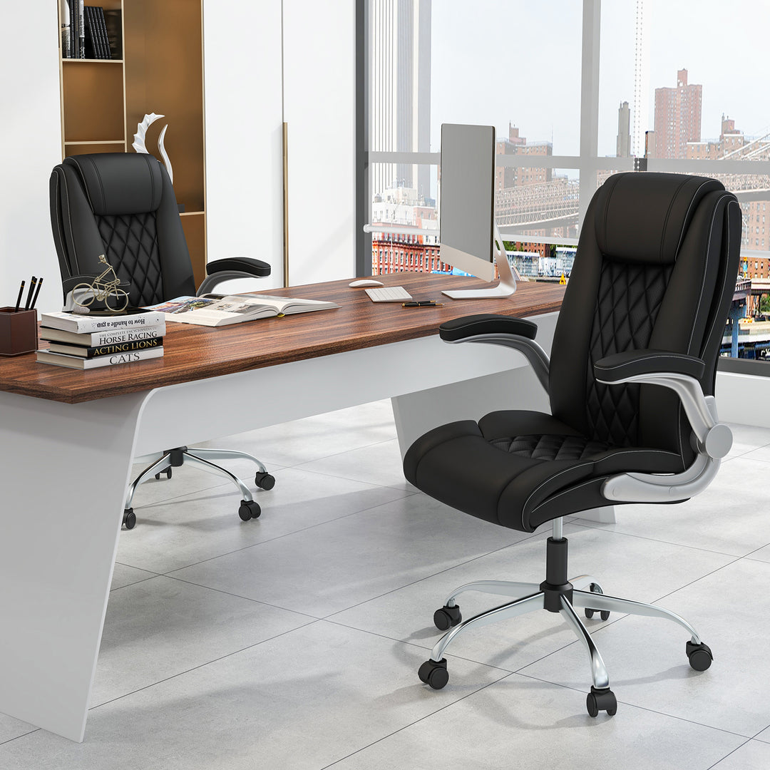 Height Adjustable PU Leather Office Chair with 6 level Headrest