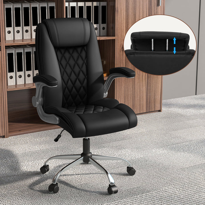 Height Adjustable PU Leather Office Chair with 6 level Headrest