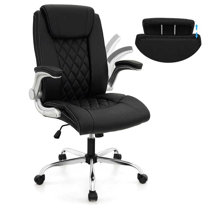 Height Adjustable PU Leather Office Chair with 6 level Headrest