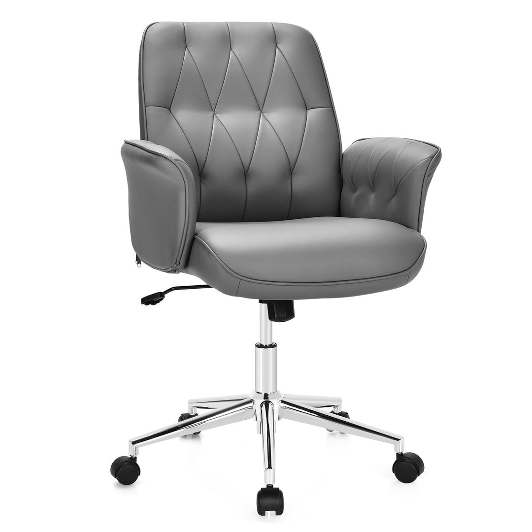 Adjustable Swivel PU Leather Office Chair with Rocking Function - TidySpaces