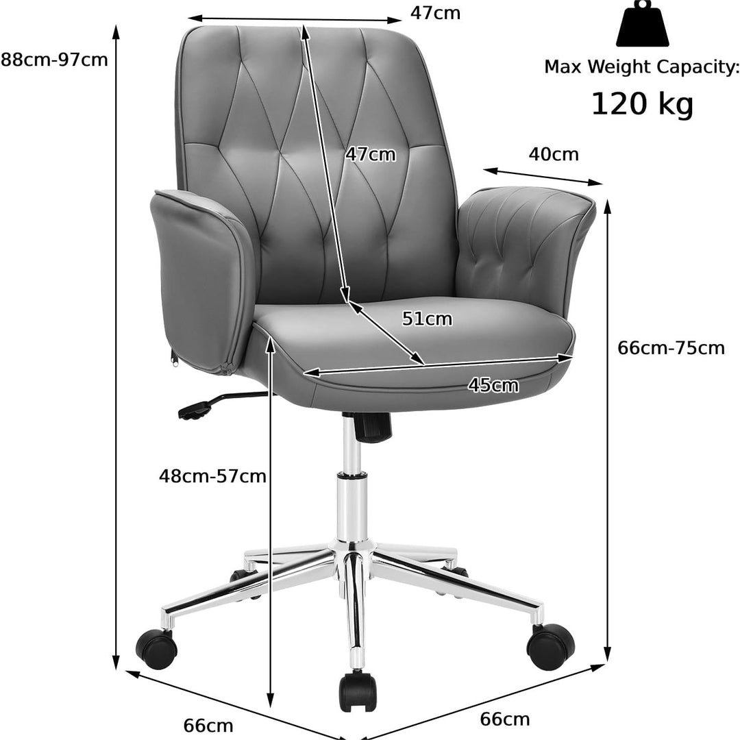 Adjustable Swivel PU Leather Office Chair with Rocking Function - TidySpaces