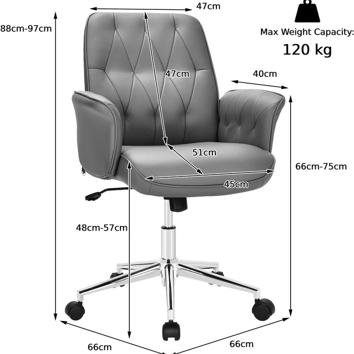 Adjustable Swivel PU Leather Office Chair with Rocking Function - TidySpaces