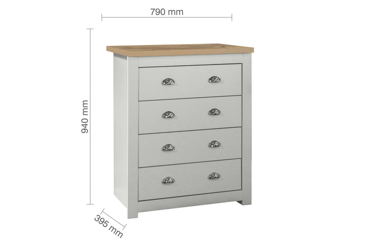 Highgate 4 Drawer Chest Stylish Farmhouse Storage for Home
