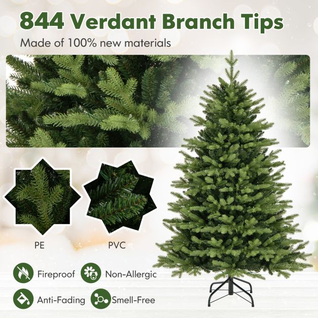 Hinged Christmas Tree with Branch Tips and LED Lights-S