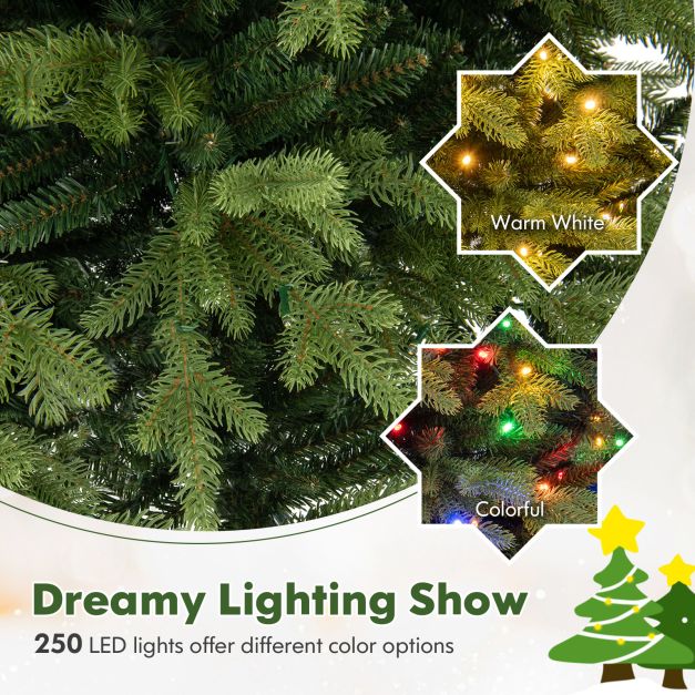 Hinged Christmas Tree with Branch Tips and LED Lights-S