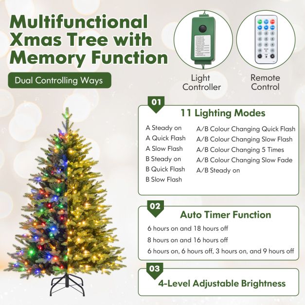 Hinged Christmas Tree with Branch Tips and LED Lights-S