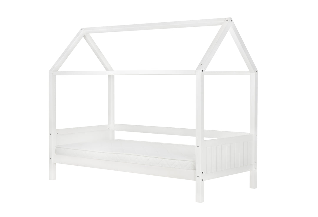 Wooden House Shaped Bed Frame with Solid Slatted Base for Kids