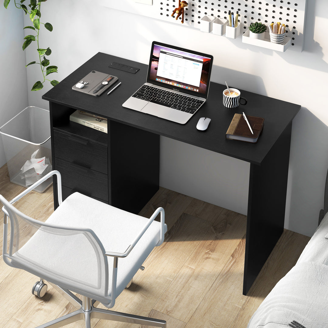 Home Office Desk with Power Outlet and 3 Storage Drawers - TidySpaces
