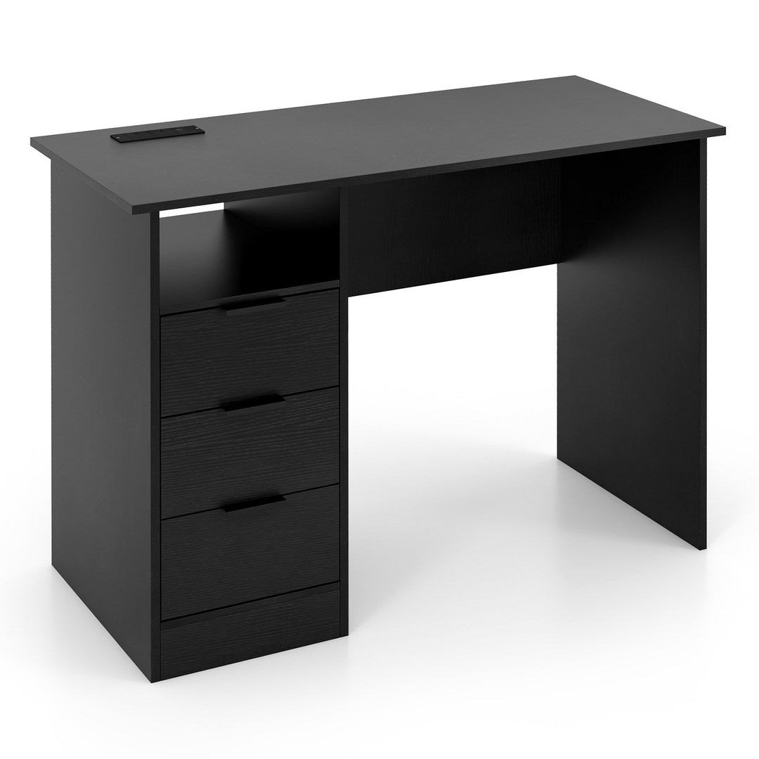Home Office Desk with Power Outlet and 3 Storage Drawers - TidySpaces