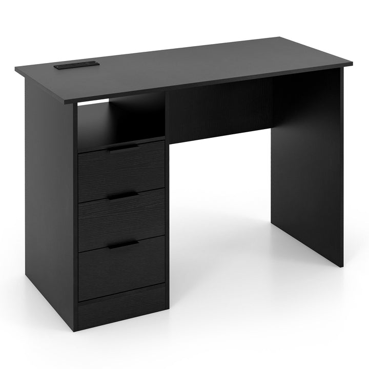Home Office Desk with Power Outlet and 3 Storage Drawers - TidySpaces