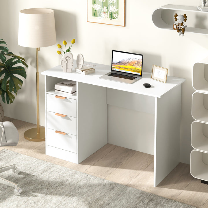 Home Office Desk with Power Outlet and 3 Storage Drawers - TidySpaces