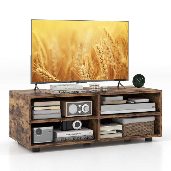 Home TV Stand with 5 Positions Adjustable Shelves for TV up to 4 Cubbies-Rustic Brown - TidySpaces
