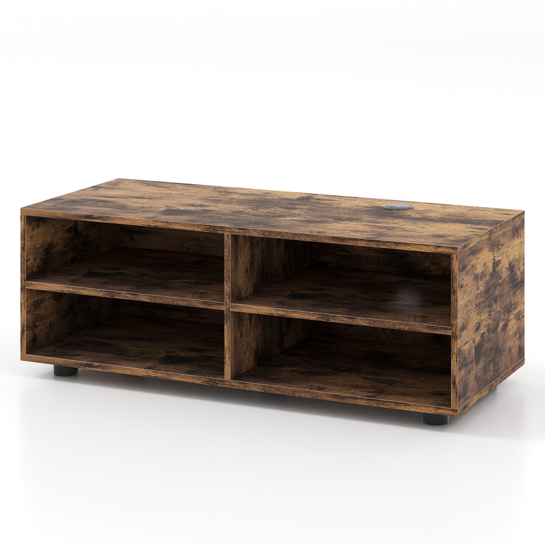 Home TV Stand with 5 Positions Adjustable Shelves for TV up to 4 Cubbies-Rustic Brown - TidySpaces