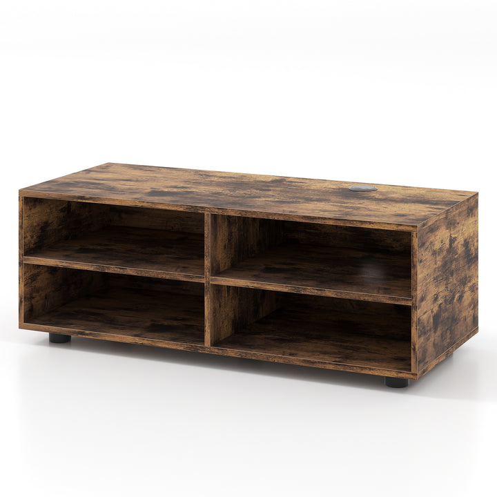 Home TV Stand with 5 Positions Adjustable Shelves for TV up to 4 Cubbies-Rustic Brown - TidySpaces