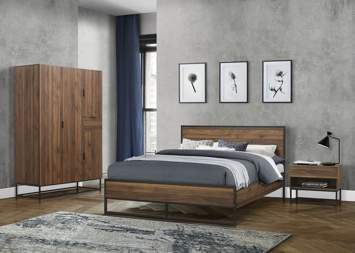Houston Modern Bed with Walnut Effect Finish for Sophisticated Bedrooms
