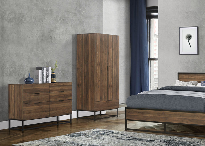 Houston Modern Bed with Walnut Effect Finish for Sophisticated Bedrooms