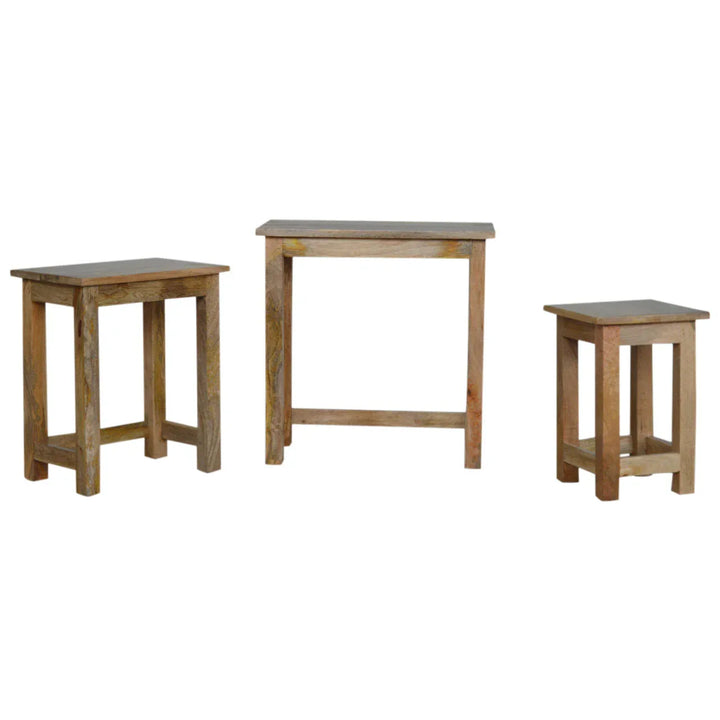 Country Solid Wood Stool Set of 3 - TidySpaces
