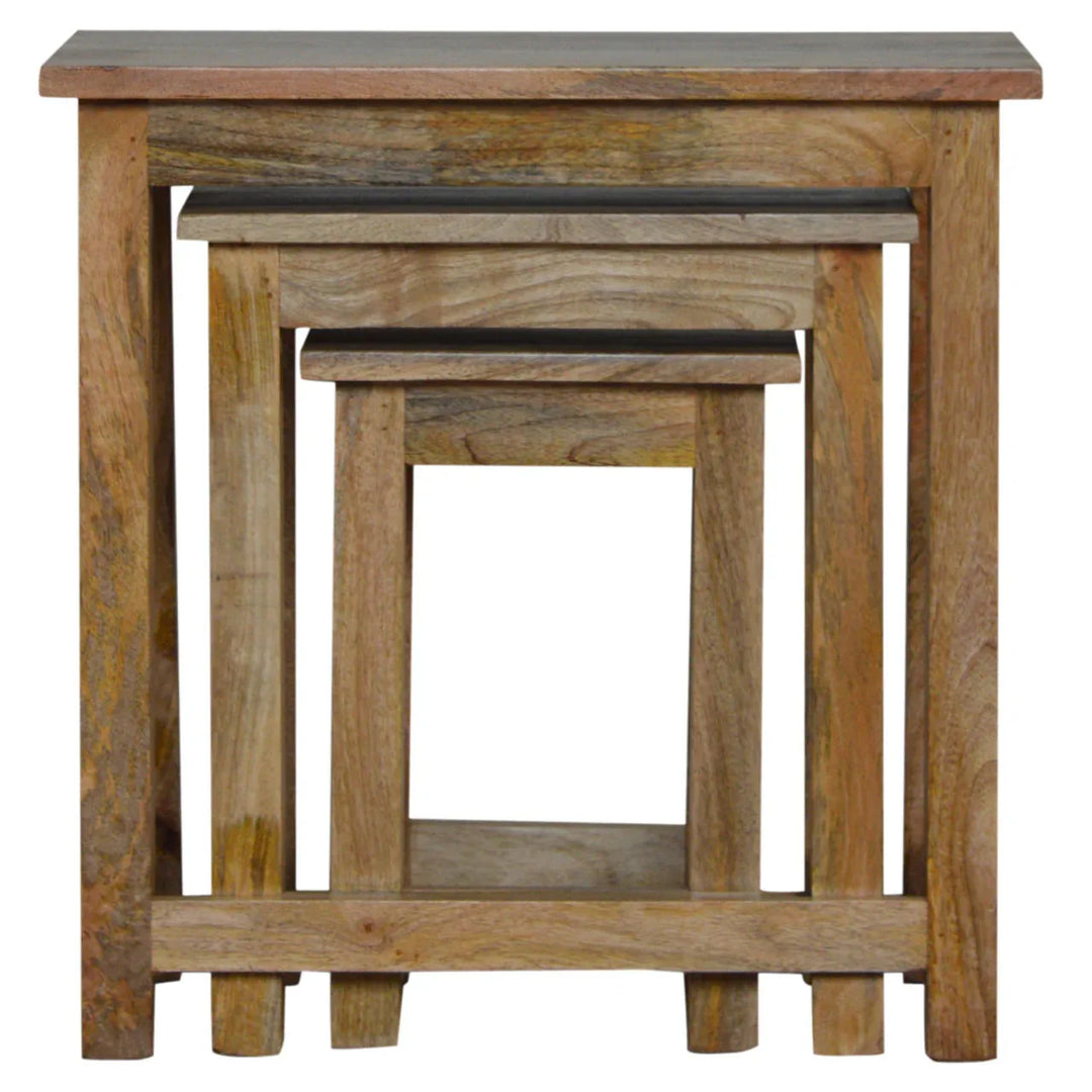 Country Solid Wood Stool Set of 3 - TidySpaces