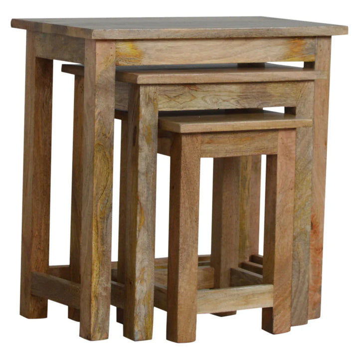 Country Solid Wood Stool Set of 3 - TidySpaces