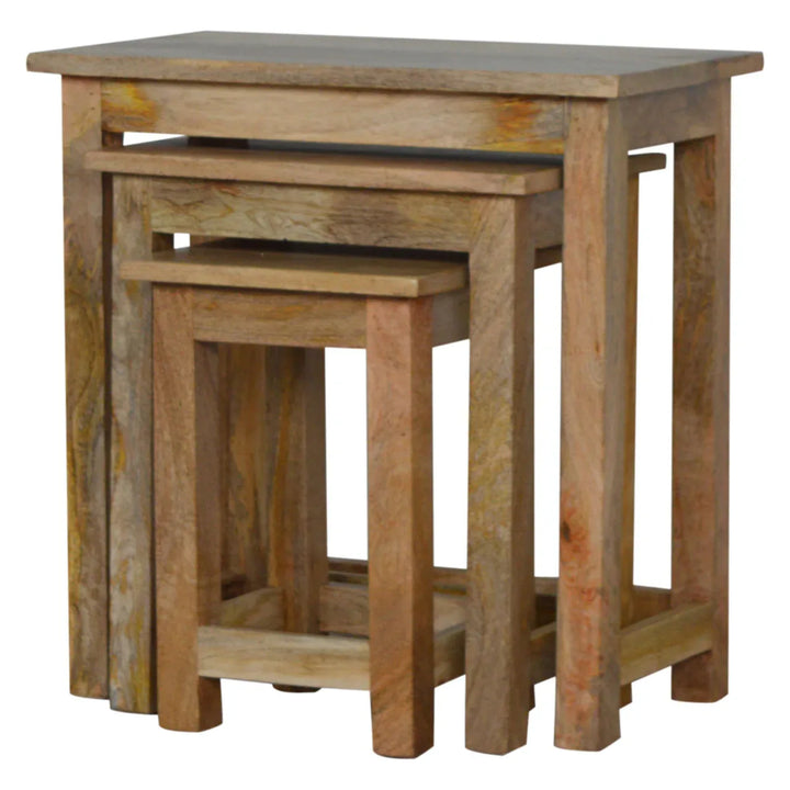 Country Solid Wood Stool Set of 3 - TidySpaces