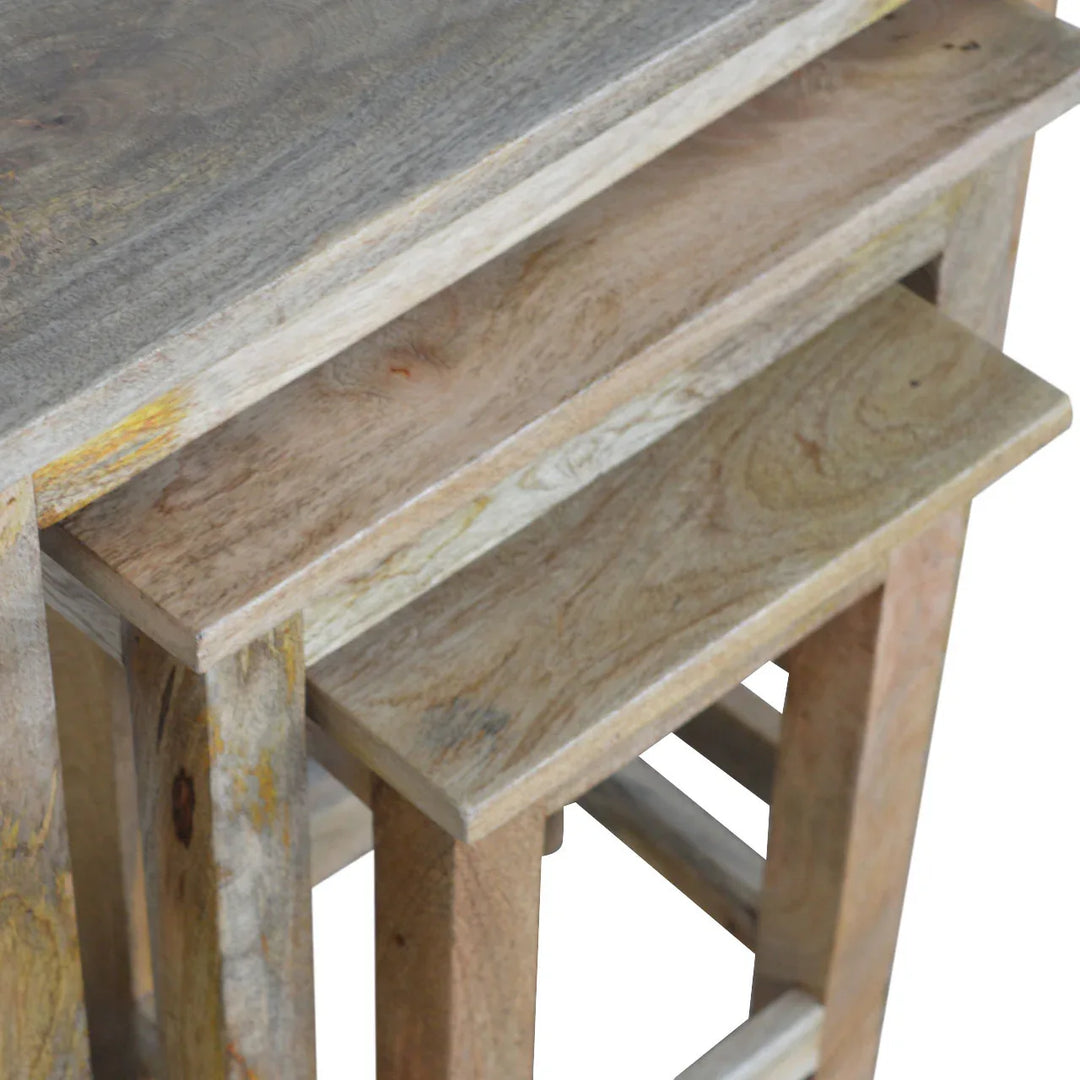 Country Solid Wood Stool Set of 3 - TidySpaces