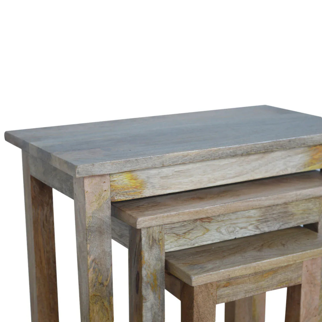 Country Solid Wood Stool Set of 3 - TidySpaces